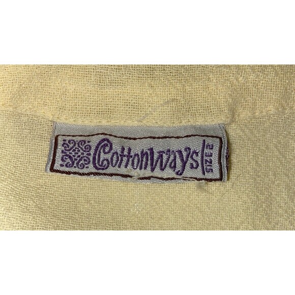 Cottonways Size 2 L/XL Yellow Textured Cotton Asymmetric Cold Shoulder Tunic Top - Picture 4 of 4